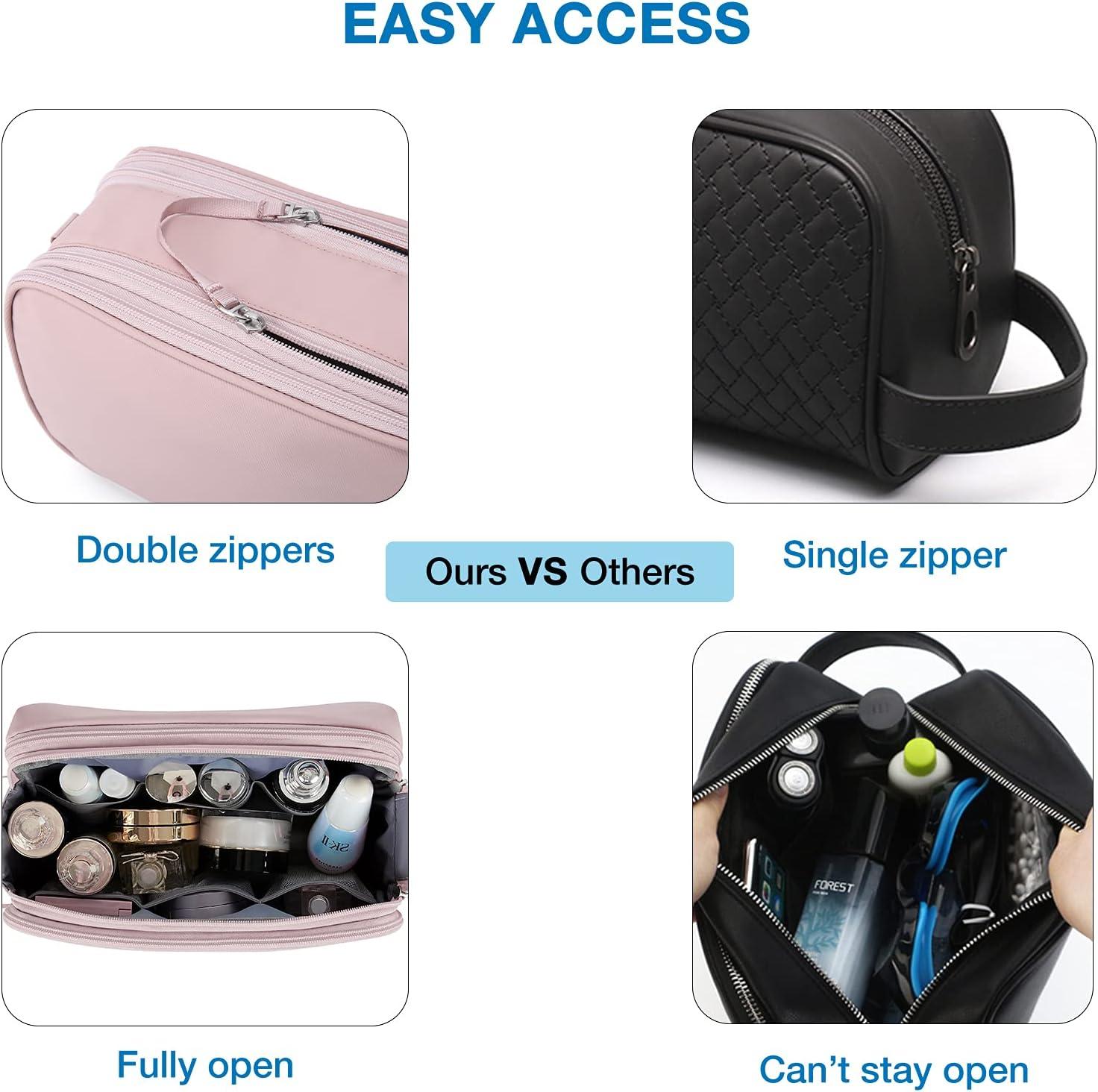 imageBAGSMART Toiletry Bag for Men Travel Toiletry Organizer Dopp Kit Waterresistant Shaving Bag for Toiletries Accessories Door Room EssentialsNavy BluelargePink