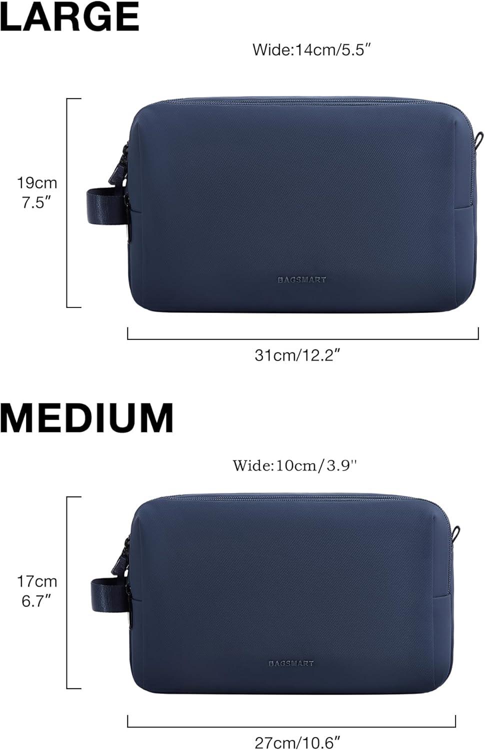 imageBAGSMART Toiletry Bag for Men Travel Toiletry Organizer Dopp Kit Waterresistant Shaving Bag for Toiletries Accessories Door Room EssentialsNavy BluelargeNavy Blue