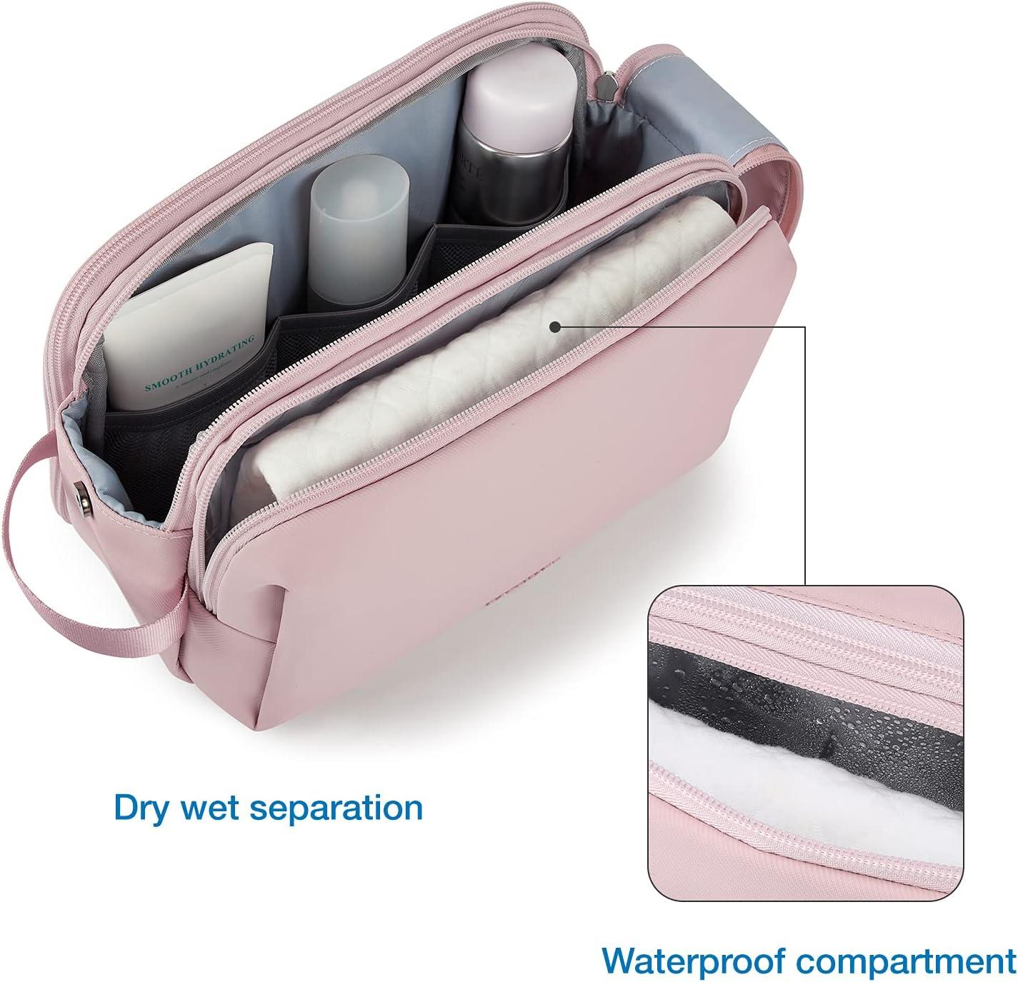 imageBAGSMART Toiletry Bag for Men Travel Toiletry Organizer Dopp Kit Waterresistant Shaving Bag for Toiletries Accessories Door Room EssentialsNavy BluelargePink