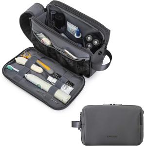 BAGSMART Toiletry Bag for Men, Travel Toiletry Organizer Dopp Kit Water-resistant Shaving Bag for Toiletries Accessories, Door Room Essentials,Navy Blue-large(Grey)