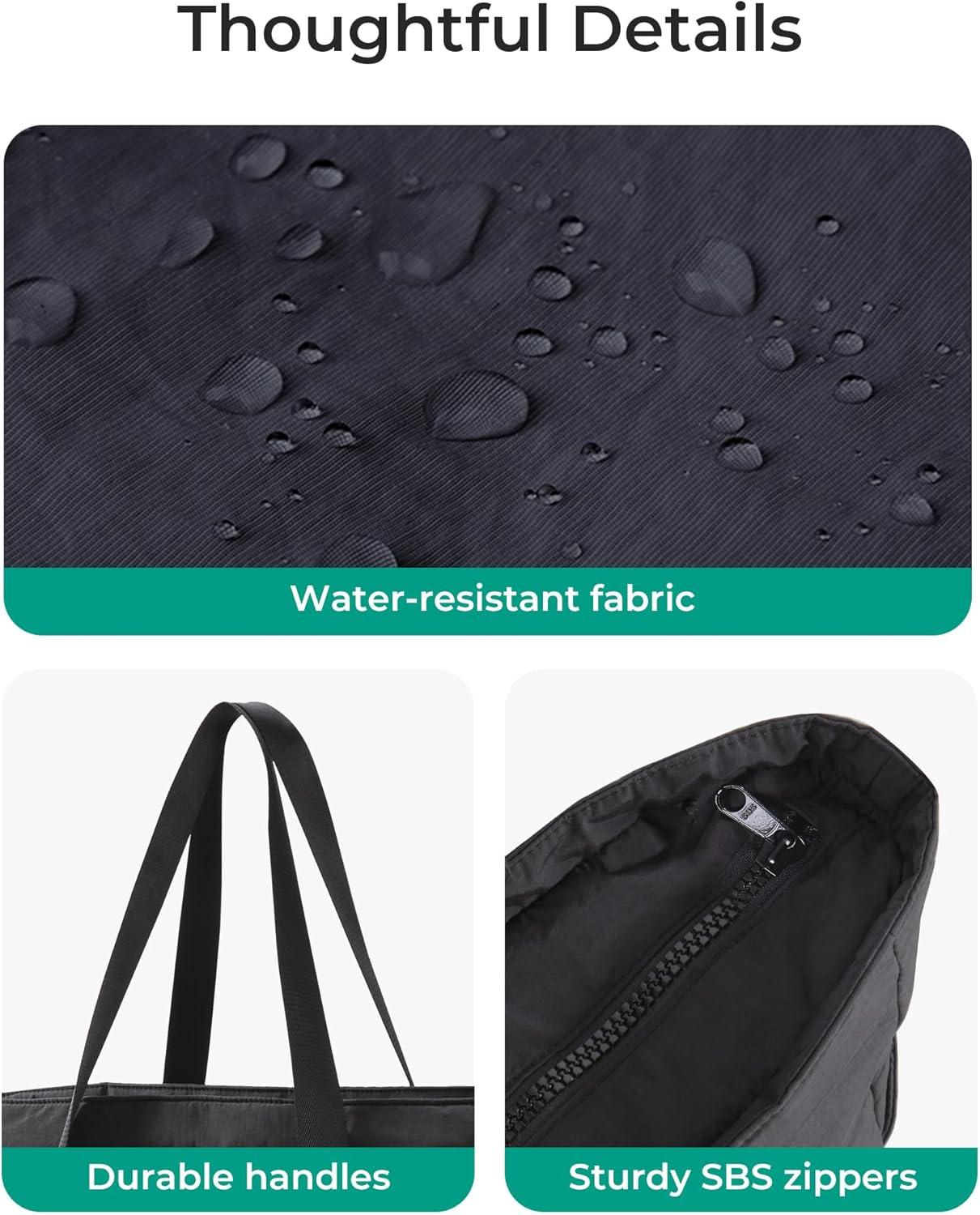 imageBAGSMART Tote Bag for Women Tote Bag with Zipper Work Tote with Compartments Nurse Shoulder Hanbag for Travel GymAblacksmall24l