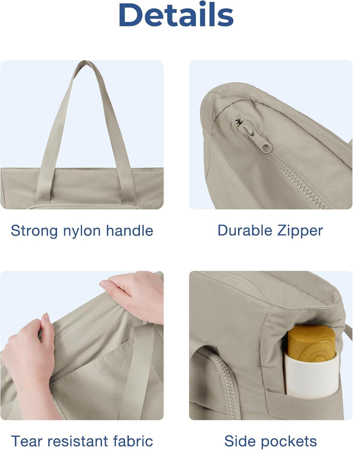 imageBAGSMART Tote Bag for Women Tote Bag with Zipper Work Tote with Compartments Nurse Shoulder Hanbag for Travel GymNgrayish Brownsmall