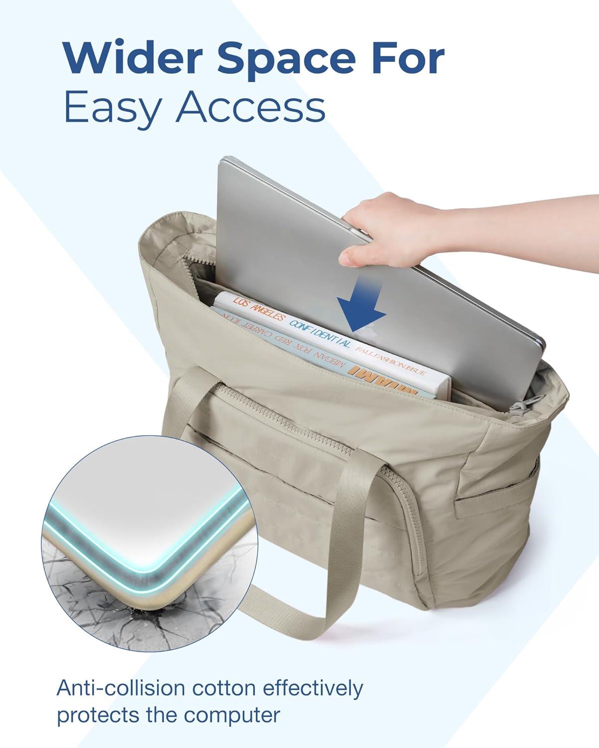 imageBAGSMART Tote Bag for Women Tote Bag with Zipper Work Tote with Compartments Nurse Shoulder Hanbag for Travel GymNgrayish Brownsmall