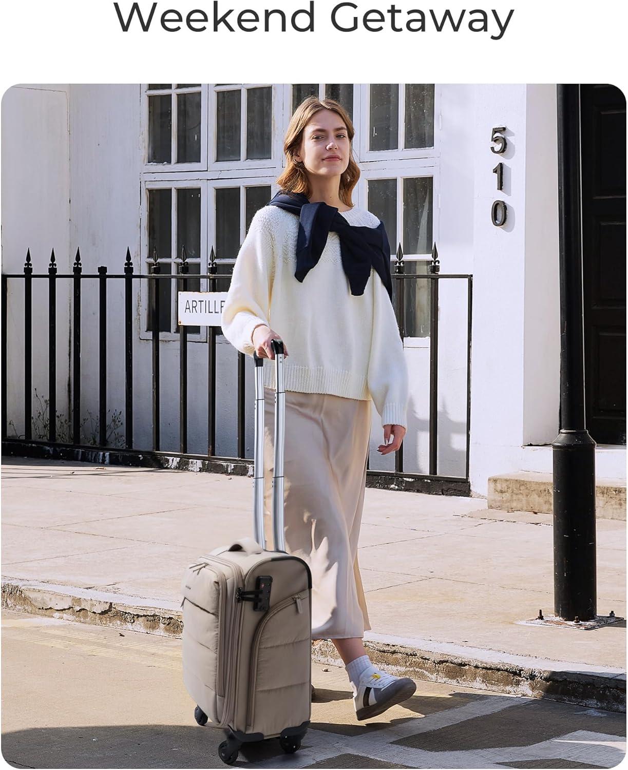 imageBAGSMART Underseat Carry on Luggage with Wheels Soft Underseat Travel Luggage with PVC WetDry Pockets Lightweight Soft Personal Item Suitcase for Short Trip Pinkish PurpleSakura Pink