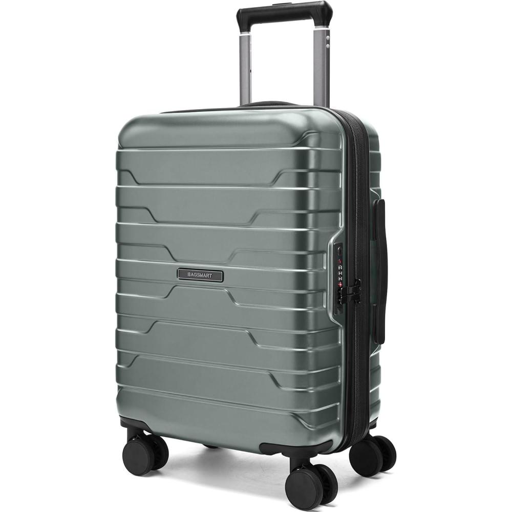 imageBAGSMART Carry On Luggage 22x14x9 Airline Approved with Spinner WheelsLightweight 20 Inch Luggage with TSA LockExpandable Hard Shell Carry On Suitcases for Men WomenRose PurpleOlive