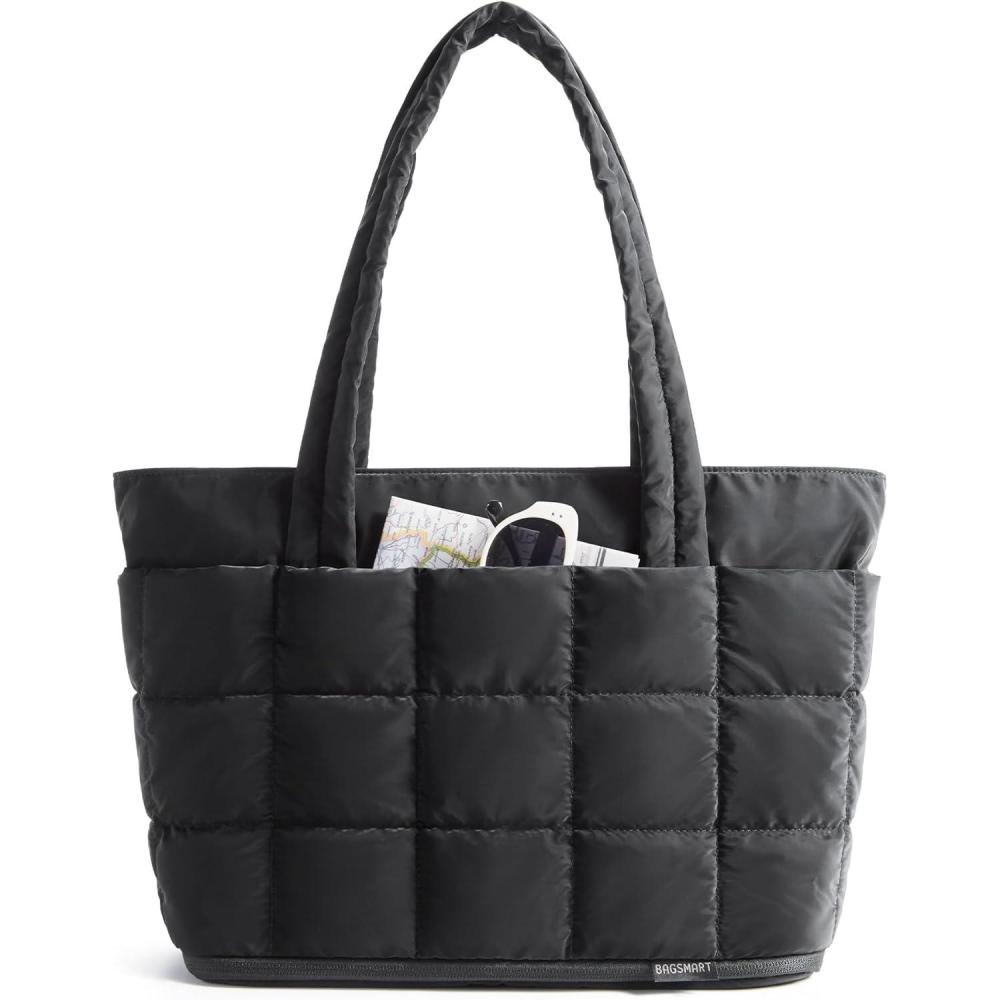 imageBAGSMART Expandable Tote Bag for Women Puffer Work Tote Handbag Quilted Carry On Bag for Travel GymClassic