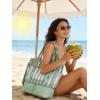 BAGSMART Beach Bag for Women, Mesh Tote Bags with Zipper, Sandproof Vacation Essentials with Cooler for Swim Cruise Pool(Green)