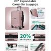 BAGSMART Carry On Luggage 22x14x9 Airline Approved with Spinner Wheels,Lightweight 20 Inch Luggage with TSA Lock,Expandable Hard Shell Carry On Suitcases for Men Women,Rose Purple(Rose Gold)