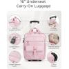 BAGSMART Carry on Luggage with Wheels, 16-inch Underseat Travel Suitcase Airline approved, Lightweight Softside Carry-on Luggage for Airplanes Women Overnight Rolling Bags for Short Trip, Light Beige(Pink)