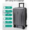 BAGSMART Expandable Carry On Luggage 22x14x9 Airline Approved, 1OO% PC Lightweight Hard Shell Suitcase, 20 Inch Travel Luggage with Spinner Wheels, Waterproof Rolling Suitcase,Blue(Silver Gray)