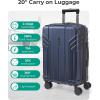 BAGSMART Expandable Carry On Luggage 22x14x9 Airline Approved, 1OO% PC Lightweight Hard Shell Suitcase, 20 Inch Travel Luggage with Spinner Wheels, Waterproof Rolling Suitcase,Blue(Dark Blue)