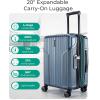 BAGSMART Expandable Carry On Luggage 22x14x9 Airline Approved, Carry-On Suitcase with Spinner Wheels, Hardside Polycarbonate Rolling Travel Luggage with TSA Lock 20-Inch, Blue(Royal Blue)