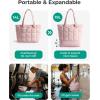 BAGSMART Expandable Tote Bag for Women, Puffer Work Tote Handbag, Quilted Carry On Bag for Travel Gym(Blush Pink)