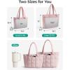 BAGSMART Expandable Tote Bag for Women, Puffer Work Tote Handbag, Quilted Carry On Bag for Travel Gym(Blush Pink)