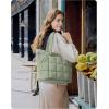 BAGSMART Expandable Tote Bag for Women, Puffer Work Tote Handbag, Quilted Carry On Bag for Travel Gym(Green)
