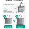 BAGSMART Expandable Tote Bag for Women, Puffer Work Tote Handbag, Quilted Carry On Bag for Travel Gym(Grey)