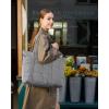 BAGSMART Expandable Tote Bag for Women, Puffer Work Tote Handbag, Quilted Carry On Bag for Travel Gym(Grey)