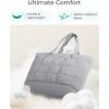 BAGSMART Expandable Tote Bag for Women, Puffer Work Tote Handbag, Quilted Carry On Bag for Travel Gym(Grey)