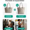 BAGSMART Expandable Tote Bag for Women, Puffer Work Tote Handbag, Quilted Carry On Bag for Travel Gym(Khaki)