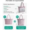 BAGSMART Expandable Tote Bag for Women, Puffer Work Tote Handbag, Quilted Carry On Bag for Travel Gym(Purple)