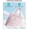 BAGSMART Tote Bag for Women, Lightweight Puffy Tote Bag with Compartments Shoulder Bag Handbag for Travel, Work, Gym | Lightweight, Puffy, Tote Bag with Compartments, Quilted, for Travel, Work(Slim Size-pink)