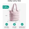 BAGSMART Tote Bag for Women, Lightweight Puffy Tote Bag with Compartments Shoulder Bag Handbag for Travel, Work, Gym | Lightweight, Puffy, Tote Bag with Compartments, Quilted, for Travel, Work(Slim Size-pink)