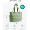 BAGSMART Tote Bag for Women, Lightweight Puffy Tote Bag with Compartments Shoulder Bag Handbag for Travel, Work, Gym | Lightweight, Puffy, Tote Bag with Compartments, Quilted, for Travel, Work(Green)