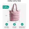 BAGSMART Tote Bag for Women, Lightweight Puffy Tote Bag with Compartments Shoulder Bag Handbag for Travel, Work, Gym | Lightweight, Puffy, Tote Bag with Compartments, Quilted, for Travel, Work(Slim Size-dark Pink)