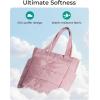 BAGSMART Tote Bag for Women, Lightweight Puffy Tote Bag with Compartments Shoulder Bag Handbag for Travel, Work, Gym | Lightweight, Puffy, Tote Bag with Compartments, Quilted, for Travel, Work(Slim Size-dark Pink)