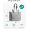 BAGSMART Tote Bag for Women, Lightweight Puffy Tote Bag with Compartments Shoulder Bag Handbag for Travel, Work, Gym | Lightweight, Puffy, Tote Bag with Compartments, Quilted, for Travel, Work(Light Gray)