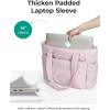 BAGSMART Tote Bag for Women, Lightweight Puffy Tote Bag with Compartments Shoulder Bag Handbag for Travel, Work, Gym | Lightweight, Puffy, Tote Bag with Compartments, Quilted, for Travel, Work(Pink-small Size)