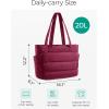 BAGSMART Tote Bag for Women, Lightweight Puffy Tote Bag with Compartments Shoulder Bag Handbag for Travel, Work, Gym | Lightweight, Puffy, Tote Bag with Compartments, Quilted, for Travel, Work(Vintage Berry)
