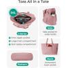 BAGSMART Tote Bag for Women, Tote Bag with Zipper Work Tote with Compartments Nurse Shoulder Hanbag for Travel, Gym(E-dark Pink-small-24l)