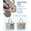 BAGSMART Tote Bag for Women, Tote Bag with Zipper Work Tote with Compartments Nurse Shoulder Hanbag for Travel, Gym(N-grayish Brown-small)