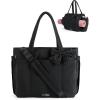 BAGAMSRT Crush Bow Tote Bag for Women, Large Work Tote with 40oz Tumbler, Puffer Travel Tote Bag for Work, Yoga, Gym(Jet Black)