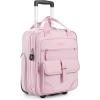 BAGSMART Carry on Luggage with Wheels, 16-inch Underseat Travel Suitcase Airline approved, Lightweight Softside Carry-on Luggage for Airplanes Women Overnight Rolling Bags for Short Trip, Light Beige(Pink)
