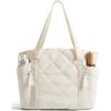 BAGSMART Crush Tote Bag for Women, 20L Puffer Work Tote with Zipper, Travel Essentials Quilted Nurse Hospital Bag(Beige)