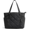 BAGSMART Crush Tote Bag for Women, 20L Puffer Work Tote with Zipper, Travel Essentials Quilted Nurse Hospital Bag(Black)