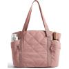 BAGSMART Crush Tote Bag for Women, 20L Puffer Work Tote with Zipper, Travel Essentials Quilted Nurse Hospital Bag(Brier Rose)