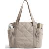 BAGSMART Crush Tote Bag for Women, 20L Puffer Work Tote with Zipper, Travel Essentials Quilted Nurse Hospital Bag(Camel)