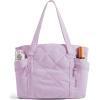 BAGSMART Crush Tote Bag for Women, 20L Puffer Work Tote with Zipper, Travel Essentials Quilted Nurse Hospital Bag(Lavender)