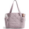 BAGSMART Crush Tote Bag for Women, 20L Puffer Work Tote with Zipper, Travel Essentials Quilted Nurse Hospital Bag(Lilac)