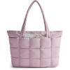 BAGSMART Expandable Tote Bag for Women, Puffer Work Tote Handbag, Quilted Carry On Bag for Travel Gym(Purple)