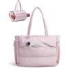 BAGSMART Puffy Tote Bag for Women, 22L Gym Bag for 40oz Tumbler, Work Handbag for Travel Yoga Tennis College(Pink)