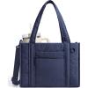 BAGSMART Small Tote Bag for Women, Crossbody Bag with Zipper, Crush Bow Purses for Travel Work College(Navy)