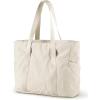 BAGSMART Tote Bag for Women, Tote Bag with Zipper Work Tote with Compartments Nurse Shoulder Hanbag for Travel, Gym(D-beige-small-24l)