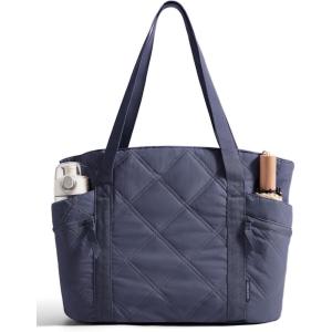 BAGSMART Crush Tote Bag for Women, 20L Puffer Work Tote with Zipper, Travel Essentials Quilted Nurse Hospital Bag(Dark Blue)