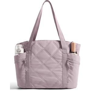BAGSMART Crush Tote Bag for Women, 20L Puffer Work Tote with Zipper, Travel Essentials Quilted Nurse Hospital Bag(Lilac)