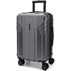 BAGSMART Expandable Carry On Luggage 22x14x9 Airline Approved, 1OO% PC Lightweight Hard Shell Suitcase, 20 Inch Travel Luggage with Spinner Wheels, Waterproof Rolling Suitcase,Blue(Silver Gray)