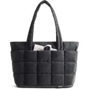 BAGSMART Expandable Tote Bag for Women, Puffer Work Tote Handbag, Quilted Carry On Bag for Travel Gym(Classic)